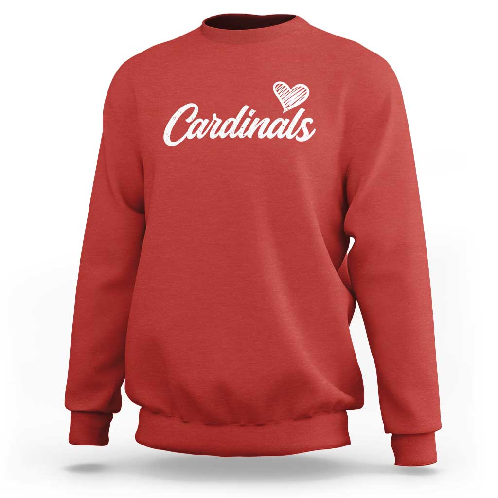 Cardinal Lovers Sweatshirt Vintage Script Heart Graphic
