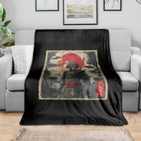 Alien Samurai Throw Blanket Vintage Japanese Art UFO Funny Ukiyo-e Warrior