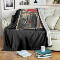 Alien Samurai Throw Blanket Vintage Japanese Art UFO Funny Ukiyo-e Warrior