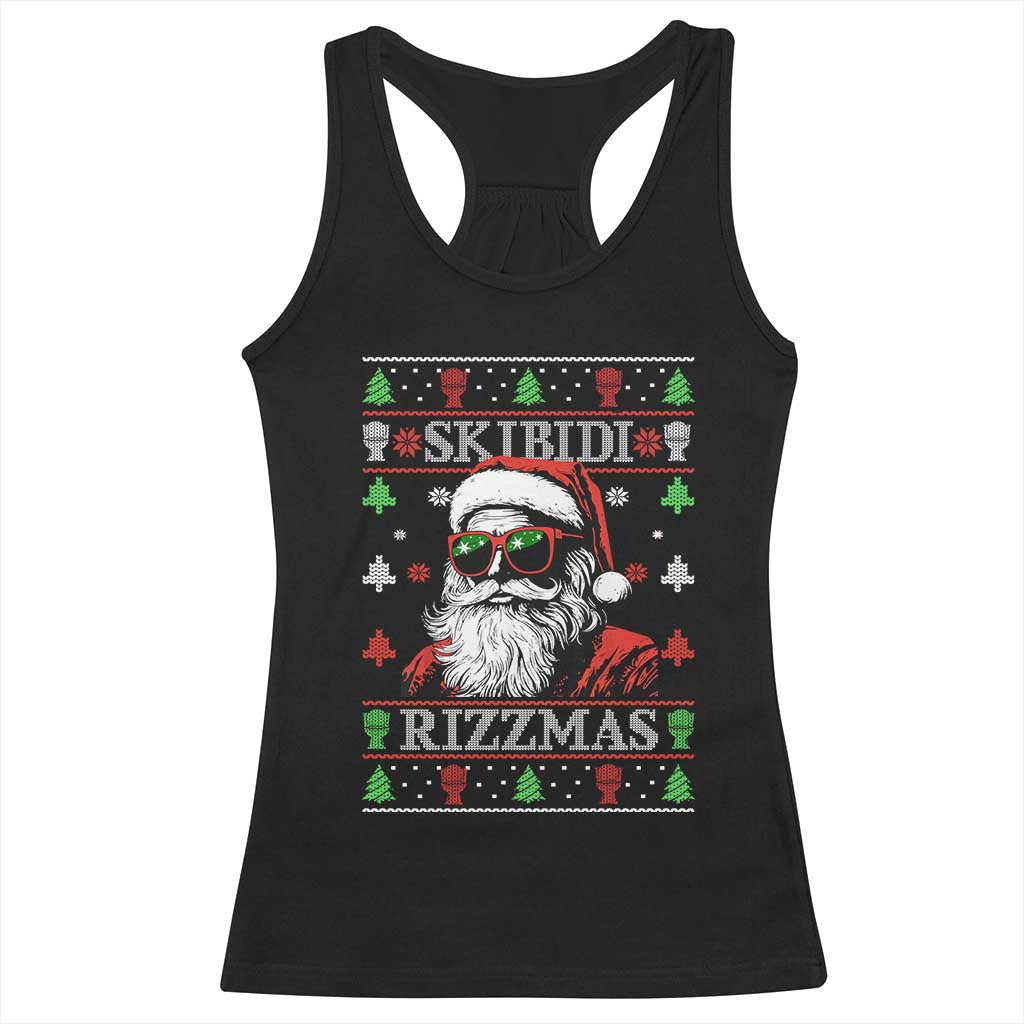 Skibidi Rizzmas Christmas Racerback Tank Top Rizz Santa Claus Funny Xmas Gen Alpha Ugly Christmas