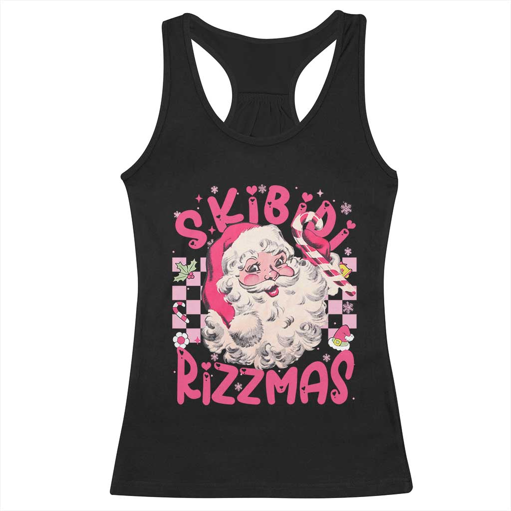 SKIBIDI Rizzmas Santa Racerback Tank Top Rizz Santa Pink Groovy Funny Xmas Gen Alpha Girl Kids