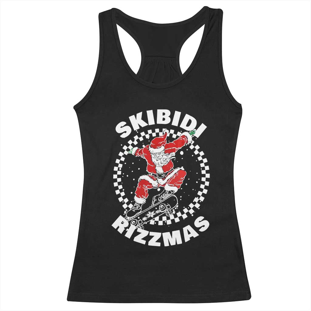 Skibidi Rizzmas Christmas Racerback Tank Top Rizz Skateboarding Santa Claus Skater Skateboard Skateboarder