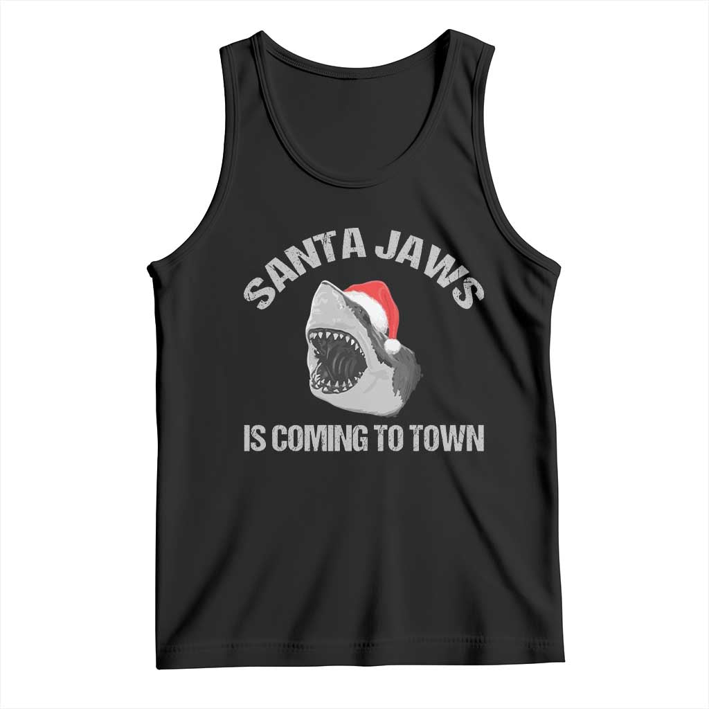 Funny Shark Christmas Tank Top Santa Jaws Is Coming Town