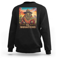 Black Bigfoot crewneck sweatshirt with large front 'El Squatcho' graphic