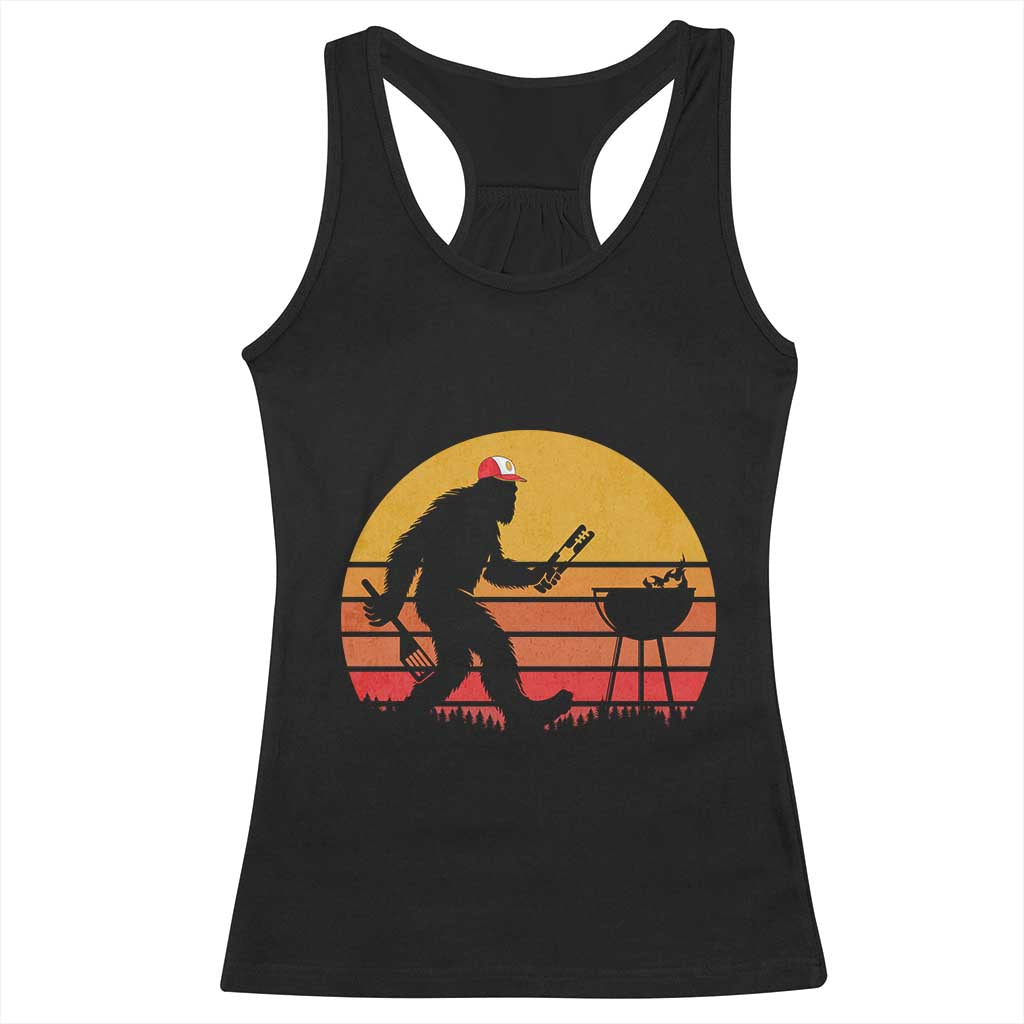 Bigfoot BBQ Racerback Tank Top Funny Barbecue Sasquatch Lovers Dad Grill Gift