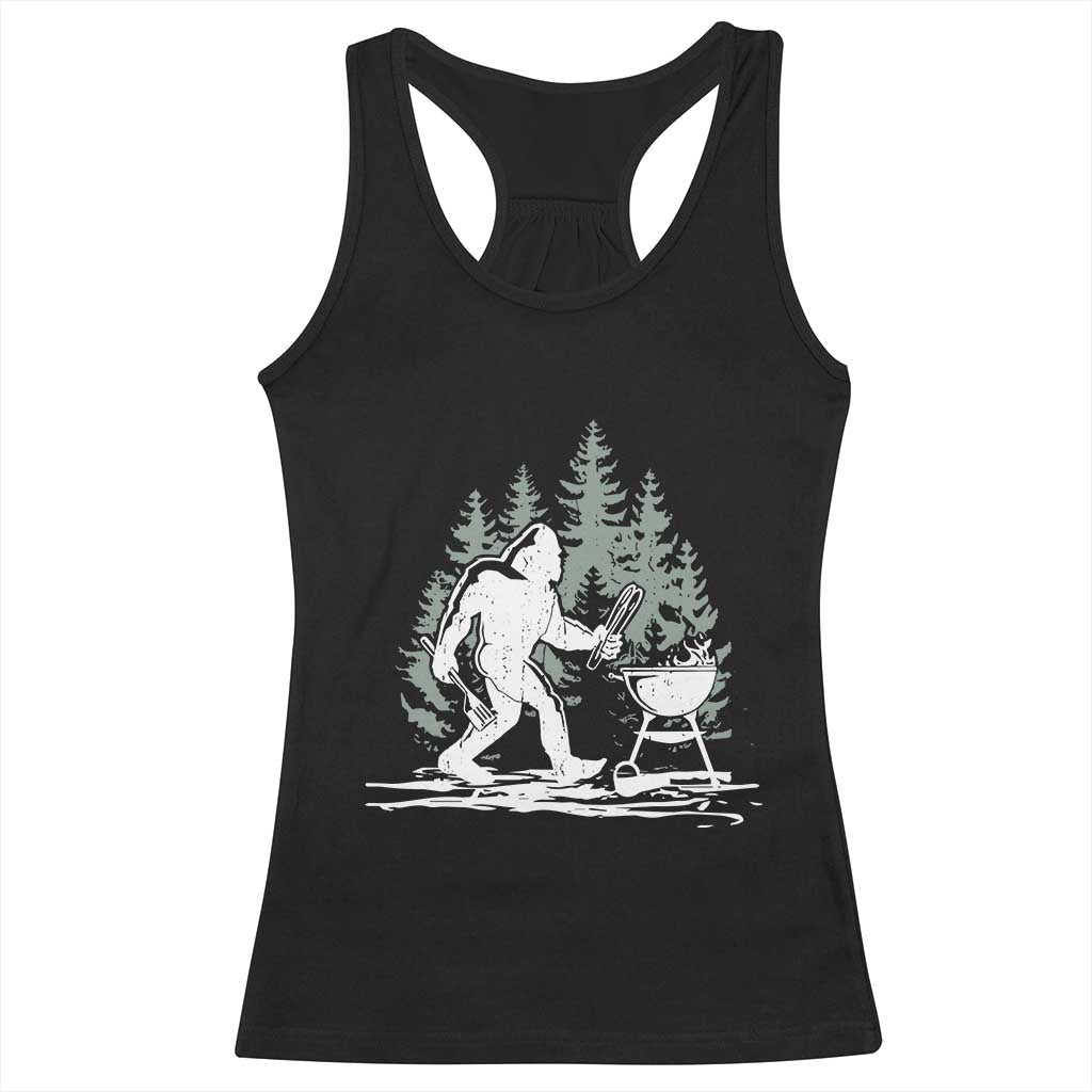 Bigfoot BBQ Racerback Tank Top Funny Sasquatch Barbecue Dad Grill Gift