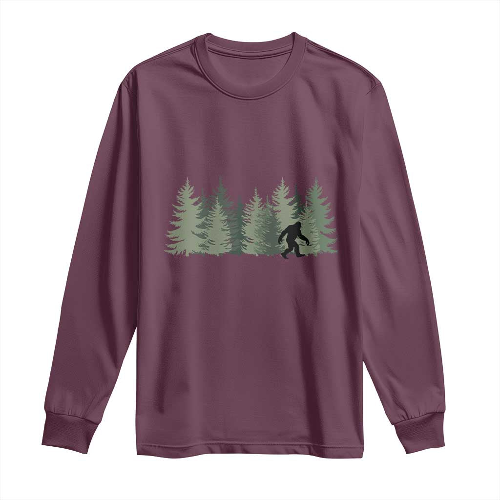 Bigfoot In The Forest Sasquatch Yeti Long Sleeve Shirt - Wonder Print Shop