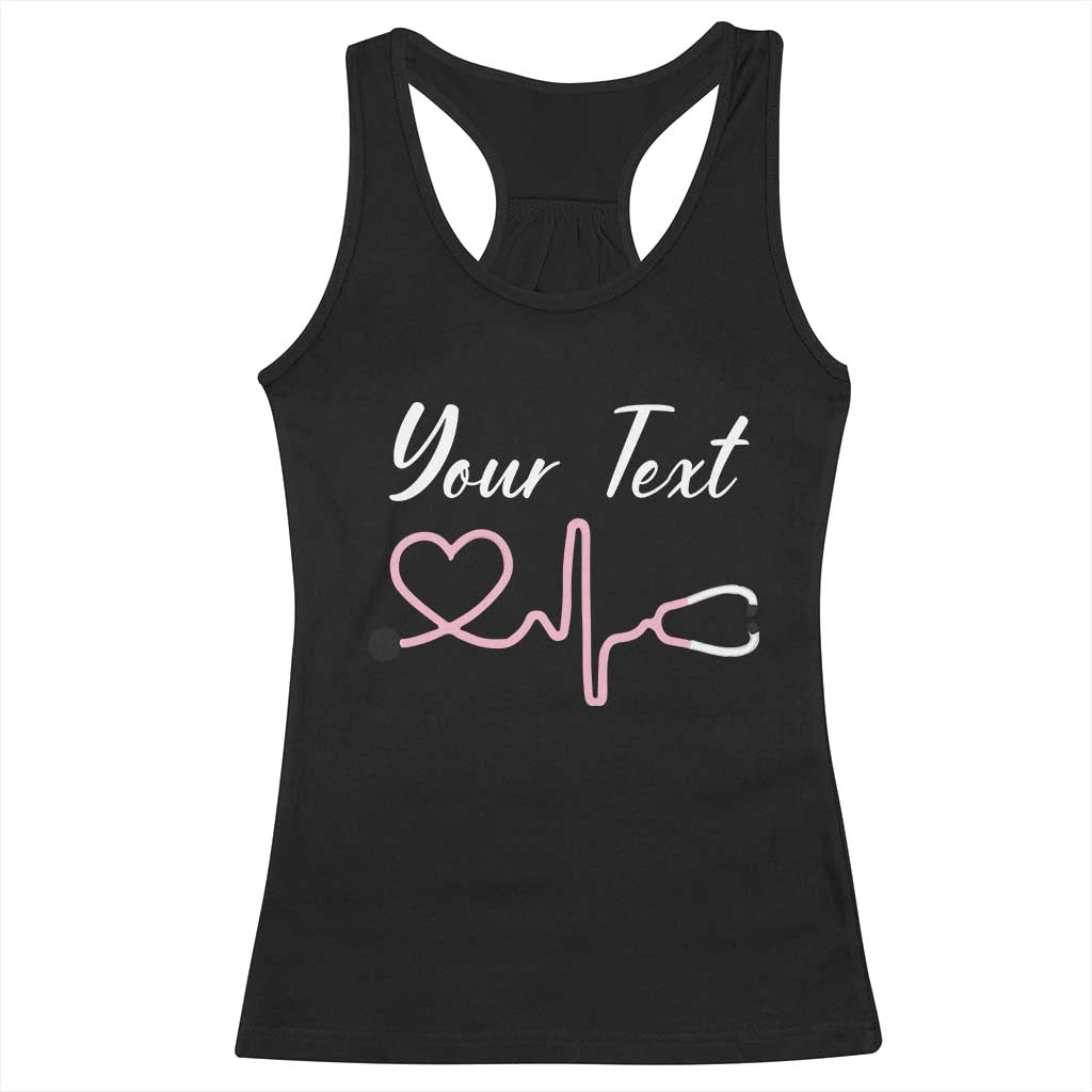 Personalized Nurse Racerback Tank Top Custom Name Nurse Gift Heartbeat Valentines Day Heart