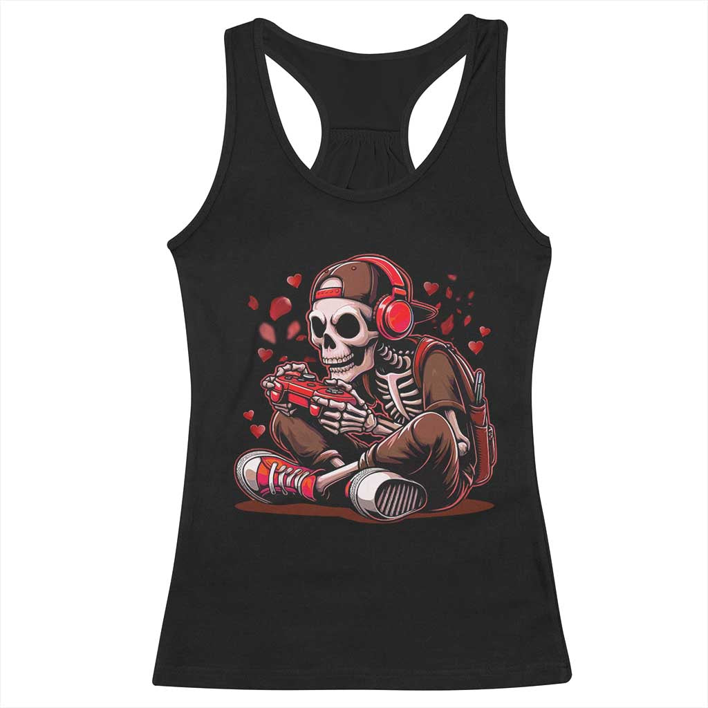 Valentine Skeleton Gamer Racerback Tank Top Video Gaming Kids Boys