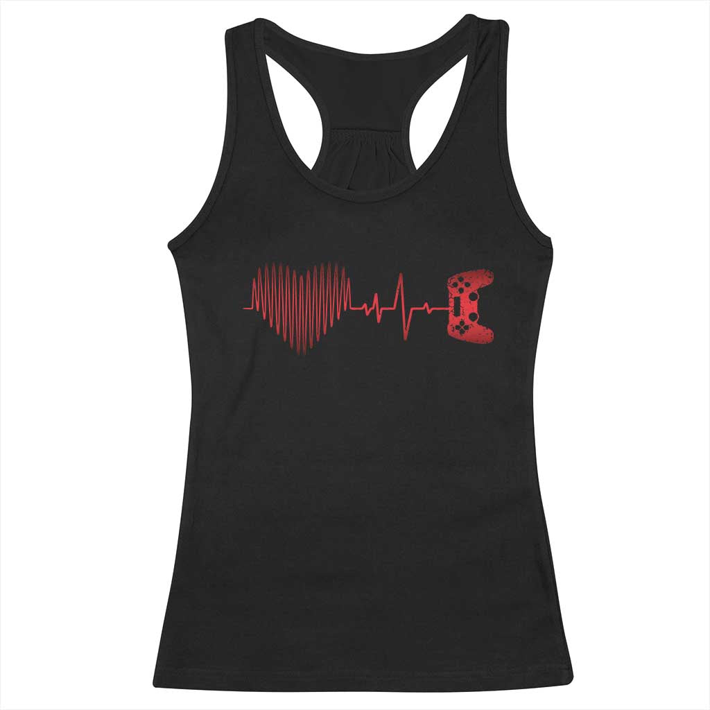 Valentine Gamer Racerback Tank Top Heartbeat Video Games Gaming Boys