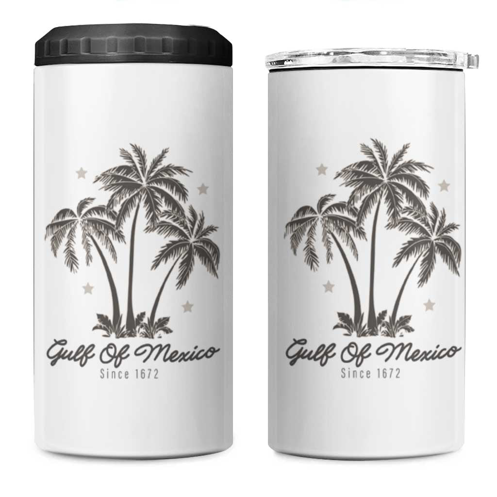 Gulf of Mexico 4 in 1 Can Cooler Tumbler 1672 Retro Beach Vibe Palm Trees