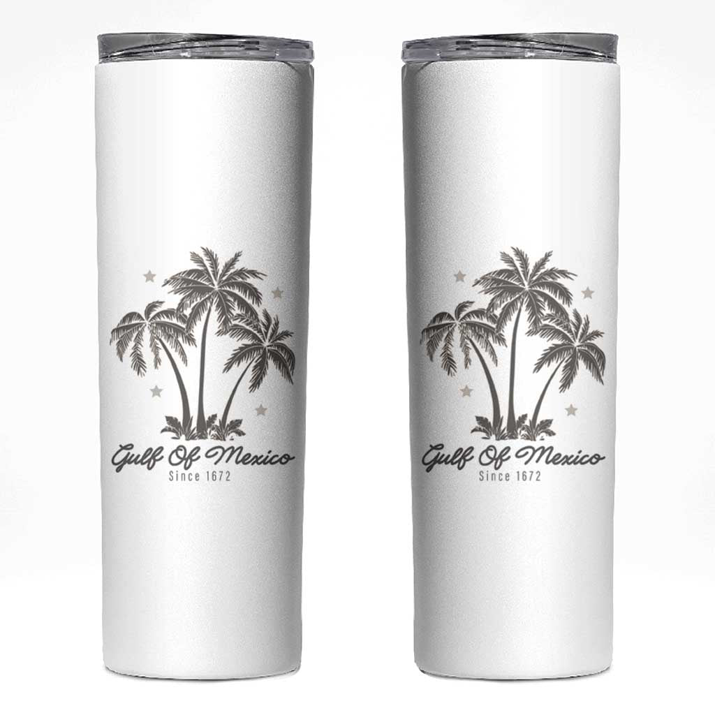 Gulf of Mexico Skinny Tumbler 1672 Retro Beach Vibe Palm Trees