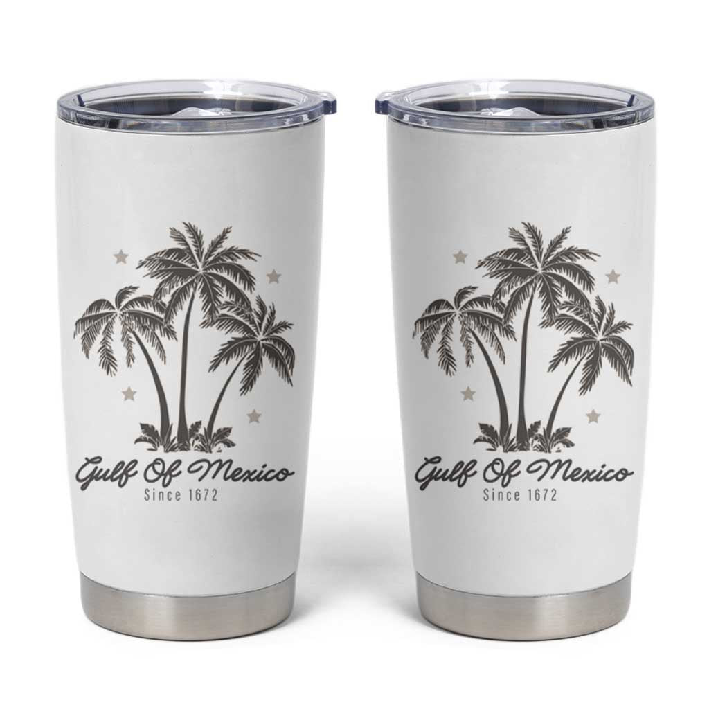 Gulf of Mexico Tumbler Cup 1672 Retro Beach Vibe Palm Trees