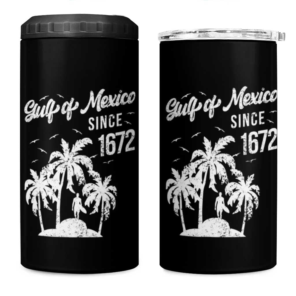 Gulf of Mexico 4 in 1 Can Cooler Tumbler Since 1672 Palm Trees Beach