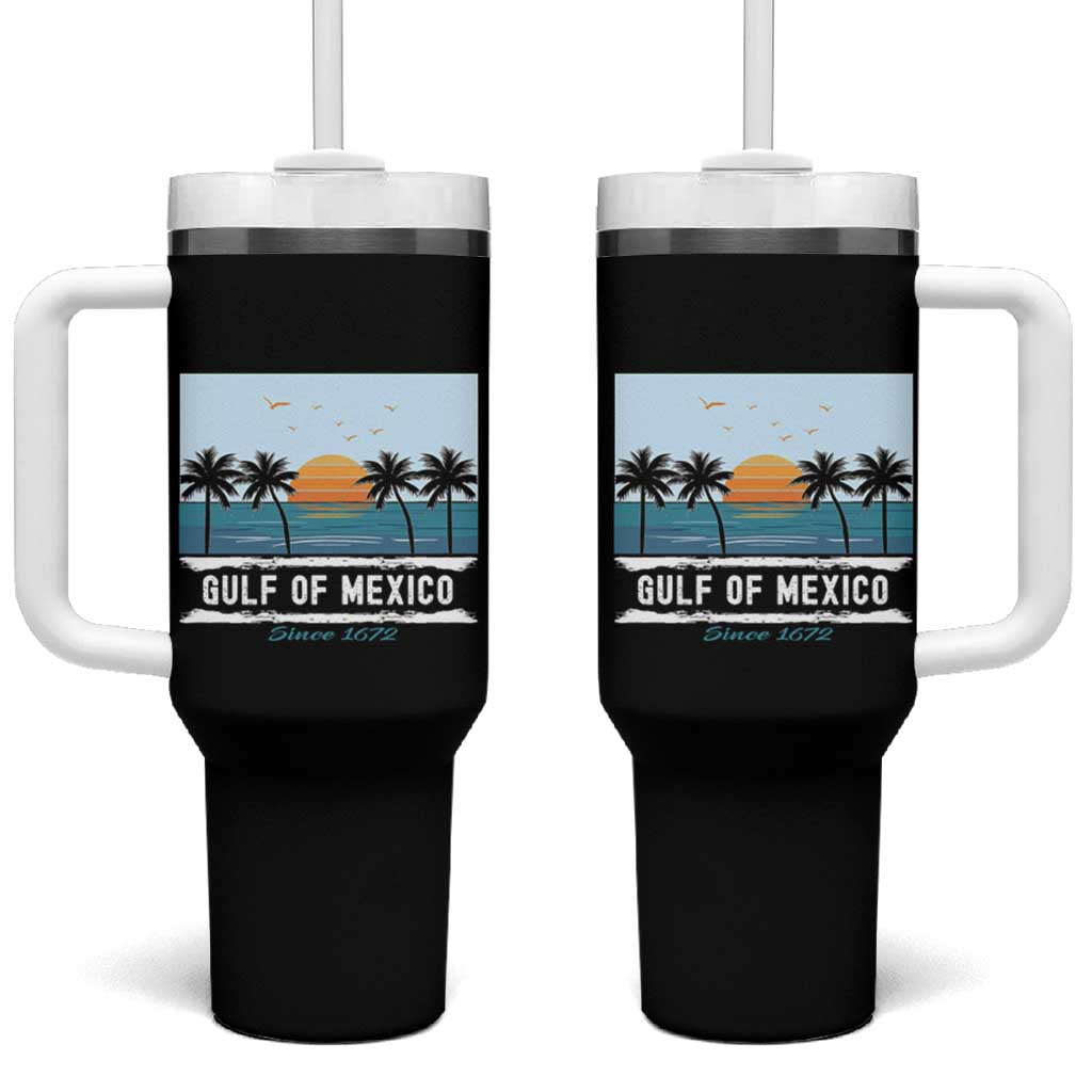 Gulf of Mexico Tumbler With Handle Retro Beach Vibes