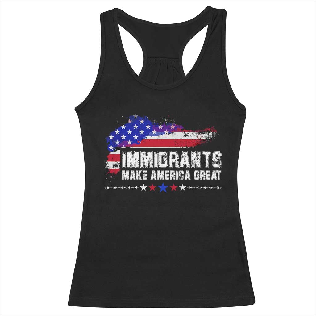 Immigrants Make America Great Racerback Tank Top American Flag Pro Immigration