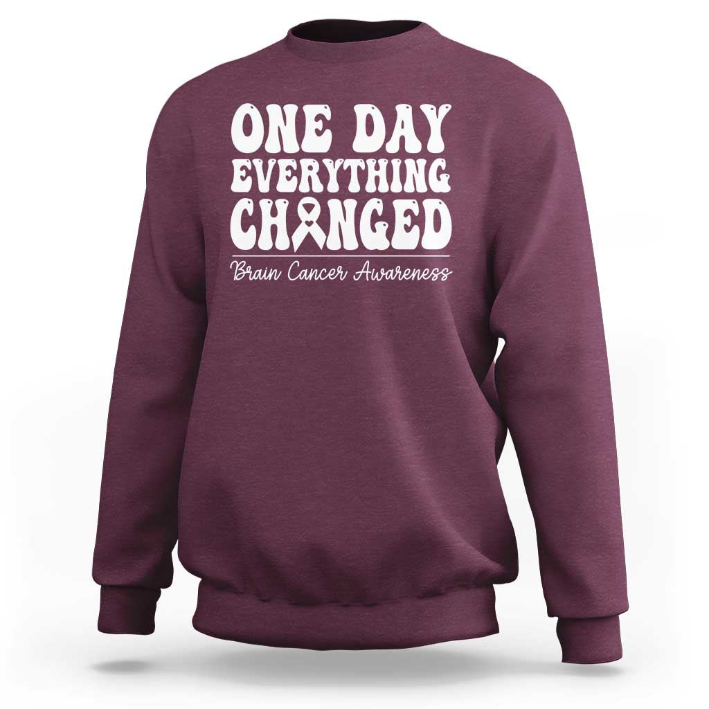 Brain Cancer Awareness Sweatshirt Fight Brain Tumor Cure Groovy
