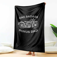 One Badass Bonus Dad Throw Blanket Funny Stepdad Motorcycle Graphic Mens Biker