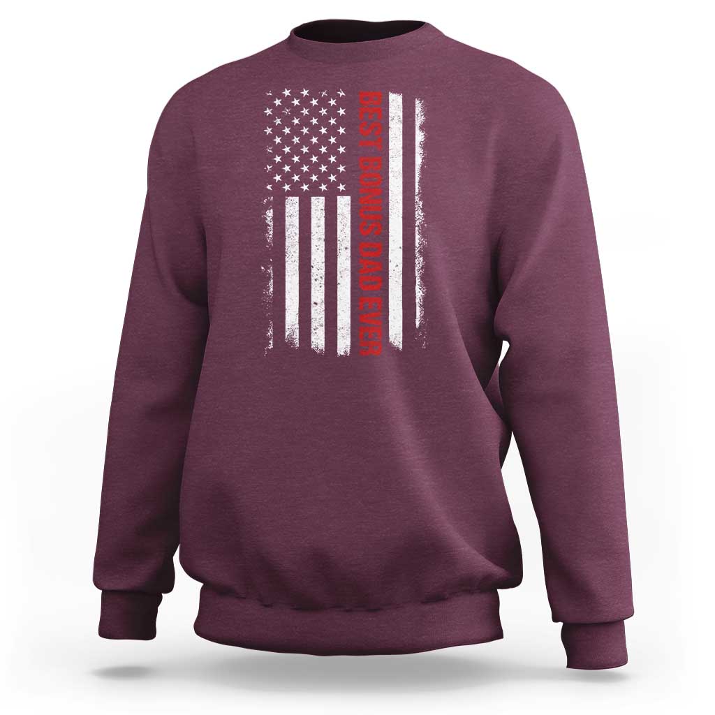 Best Effin Bonus Dad Ever Sweatshirt Funny Stepdad American Flag