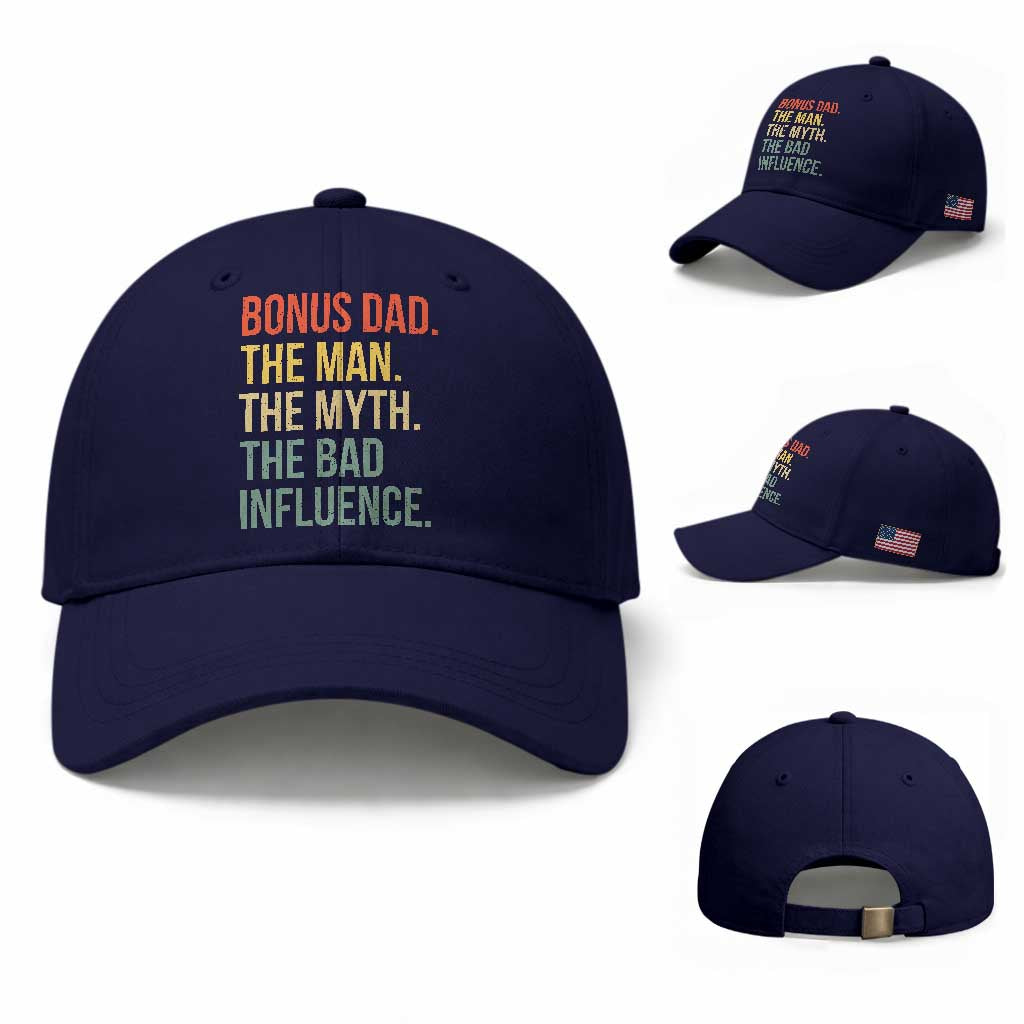 Bonus Dad Baseball Cap The Man Myth Bad Influence Funny Step Dad