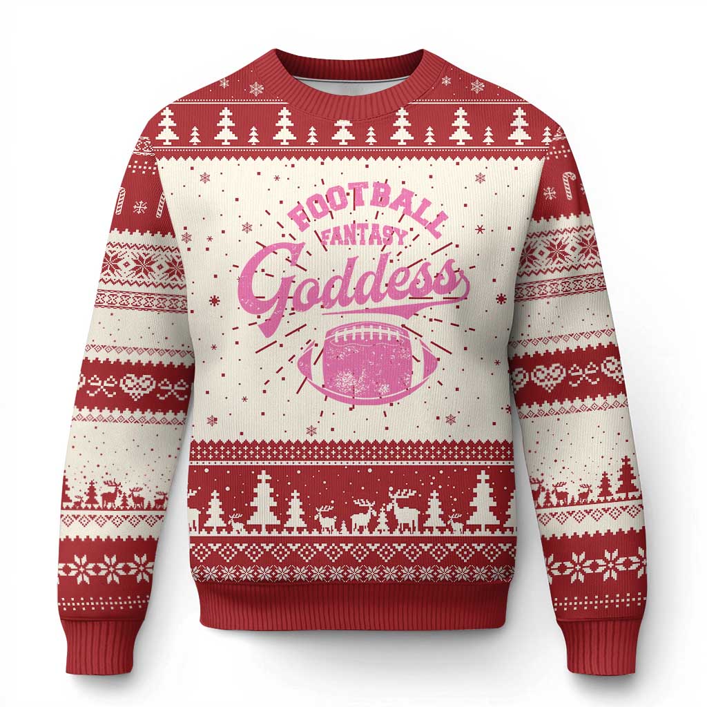 Fantasy Football Goddess Knitted Sweatshirt Sports Party Gifts - Wonder Print Shop