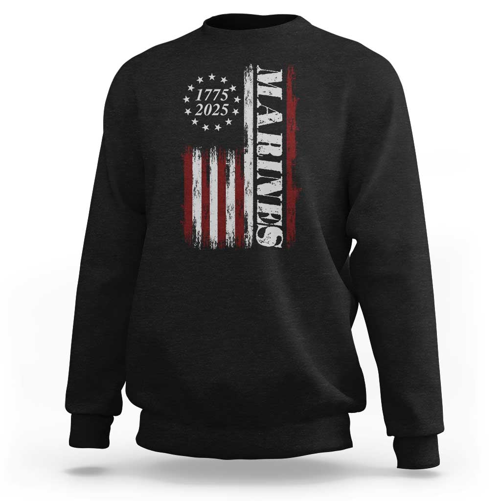 Marine 250th Anniversary Sweatshirt Retro Patriotic Military Veteran Gift American Flag - Wonder Print Shop