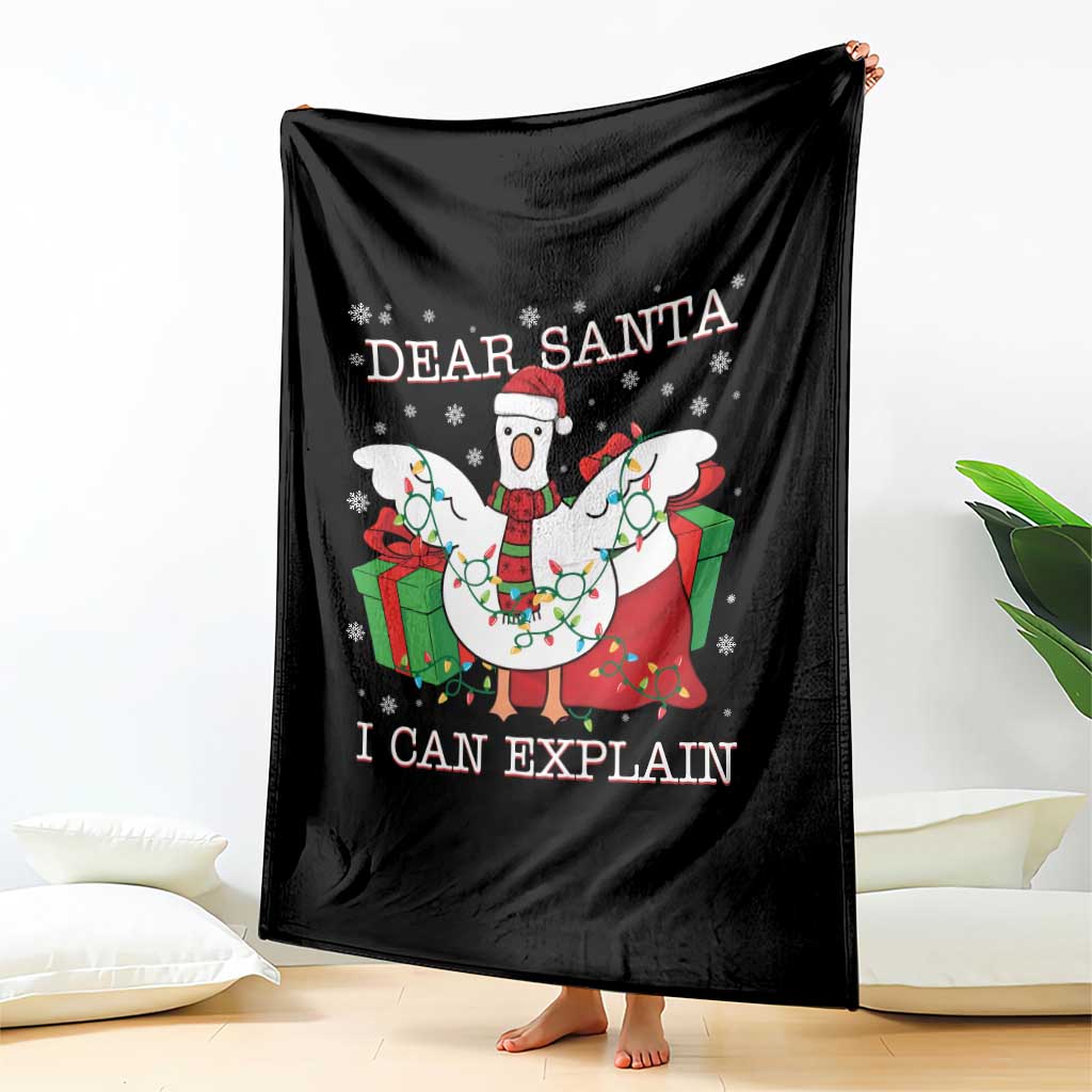 Funny Christmas Goose Throw Blanket Dear Santa I Can Explain Cute Xmas Meme - Wonder Print Shop