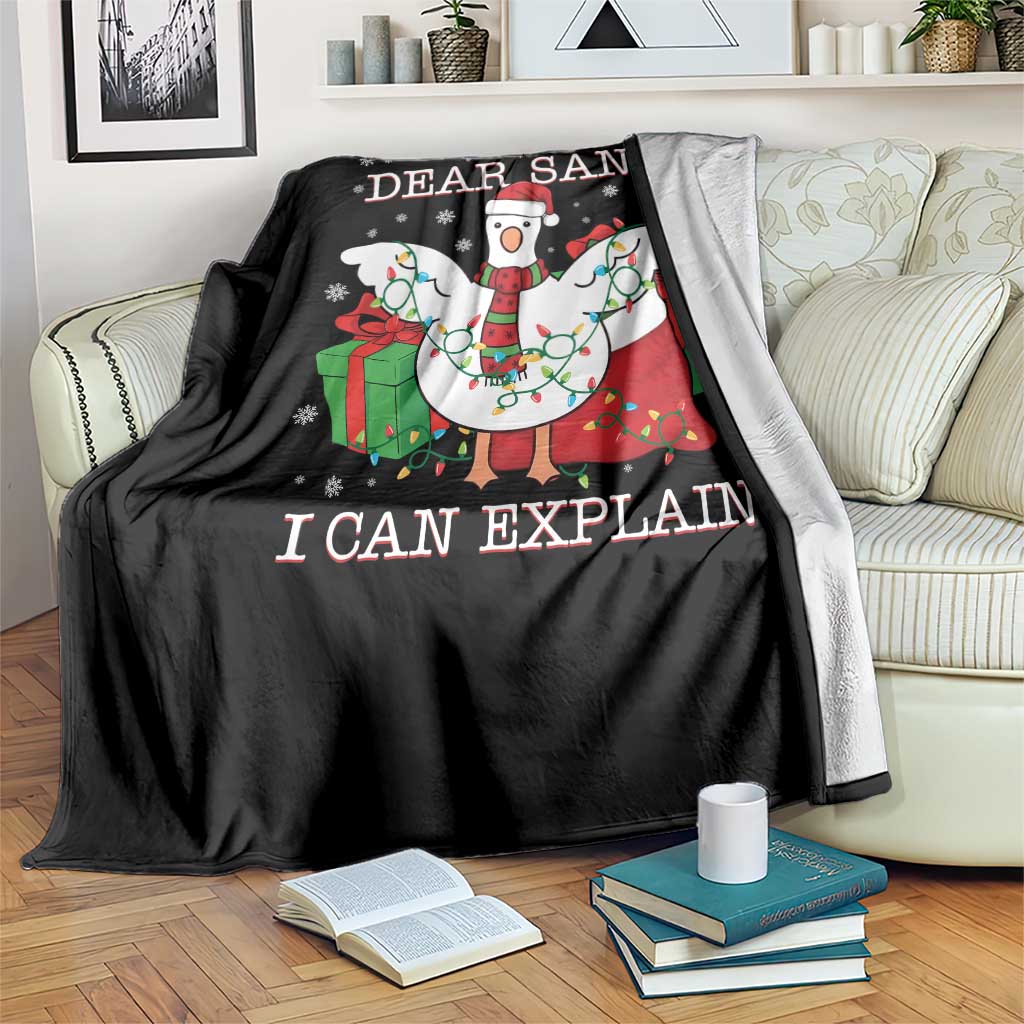 Funny Christmas Goose Throw Blanket Dear Santa I Can Explain Cute Xmas Meme - Wonder Print Shop