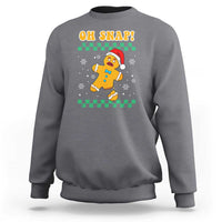 Charcoal Christmas sweatshirt with "Oh Snap" gingerbread character graphic