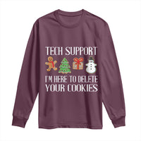 Christmas Tech Support Long Sleeve Shirt Here To Delete Cookies IT Xmas
