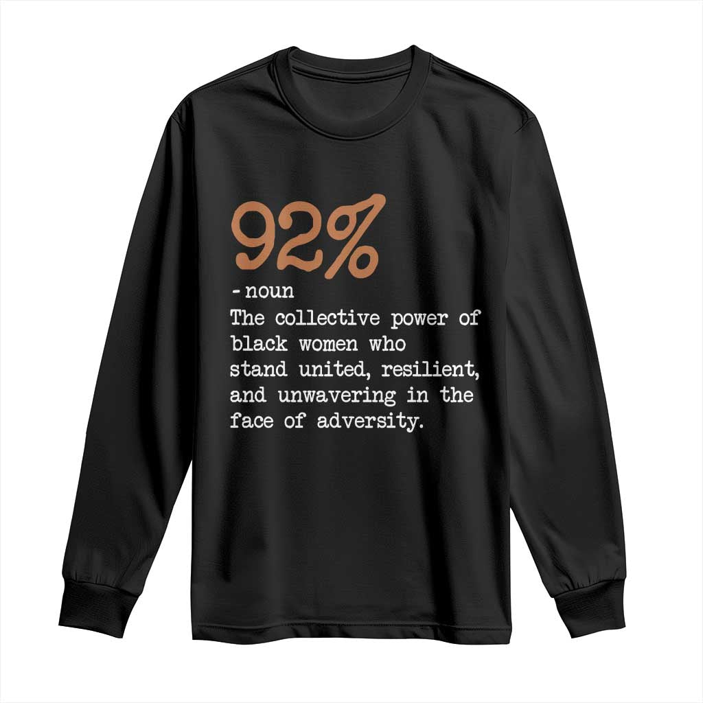 92 Percent Black Woman Power Long Sleeve Shirt The 92% African American Melanin Girls