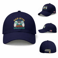 Funny New Dad Baseball Cap Retro Dad Level Unlocked Gaming Gamer