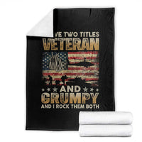Grumpy Old Veteran Throw Blanket Funny Military Veteran USA Flag - Wonder Print Shop