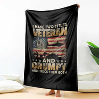 Grumpy Old Veteran Throw Blanket Funny Military Veteran USA Flag - Wonder Print Shop