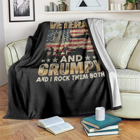 Grumpy Old Veteran Throw Blanket Funny Military Veteran USA Flag - Wonder Print Shop