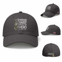 Husband Daddy Protector Hero Baseball Cap Dad Guns Fathers Day Camo American Flag