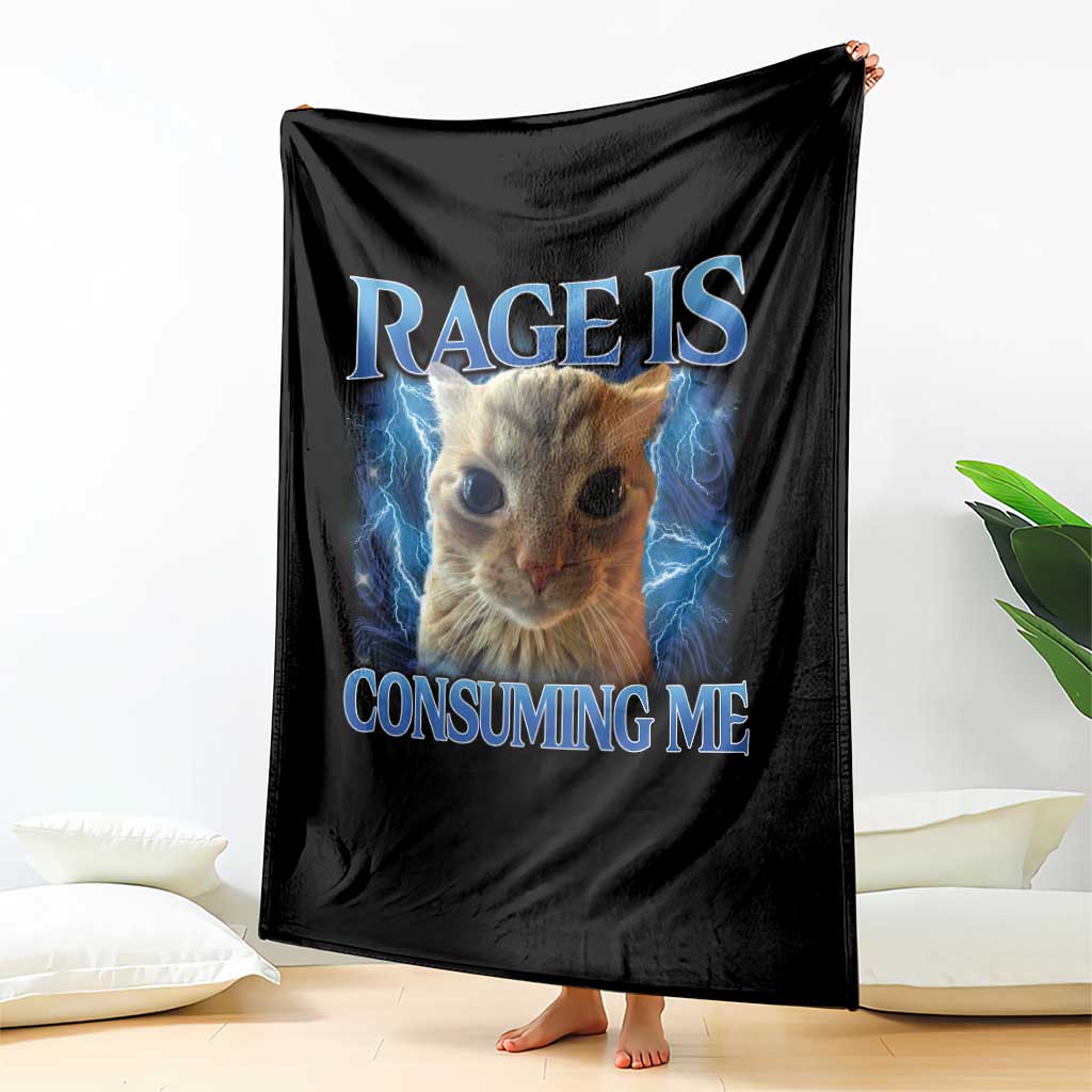 Rage Is Consuming Me Cat Meme Throw Blanket Funny Weird Humor Cat Face Bootleg - Wonder Print Shop