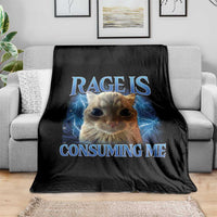 Rage Is Consuming Me Cat Meme Throw Blanket Funny Weird Humor Cat Face Bootleg - Wonder Print Shop