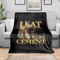 I Eat Cement Cat Meme Throw Blanket Funny Internet Memes Bootleg Cursed Cat Lovers - Wonder Print Shop