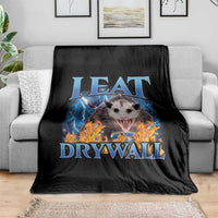Possum Meme Throw Blanket I Eat Drywall Opossum Funny Weird Cursed Internet Memes - Wonder Print Shop
