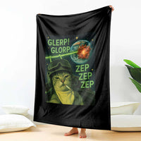 Funny UFO Alien Cat Selfie Throw Blanket Retro Space Sci-Fi Cat Pilot - Wonder Print Shop