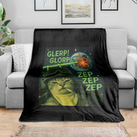 Funny UFO Alien Cat Selfie Throw Blanket Retro Space Sci-Fi Cat Pilot - Wonder Print Shop