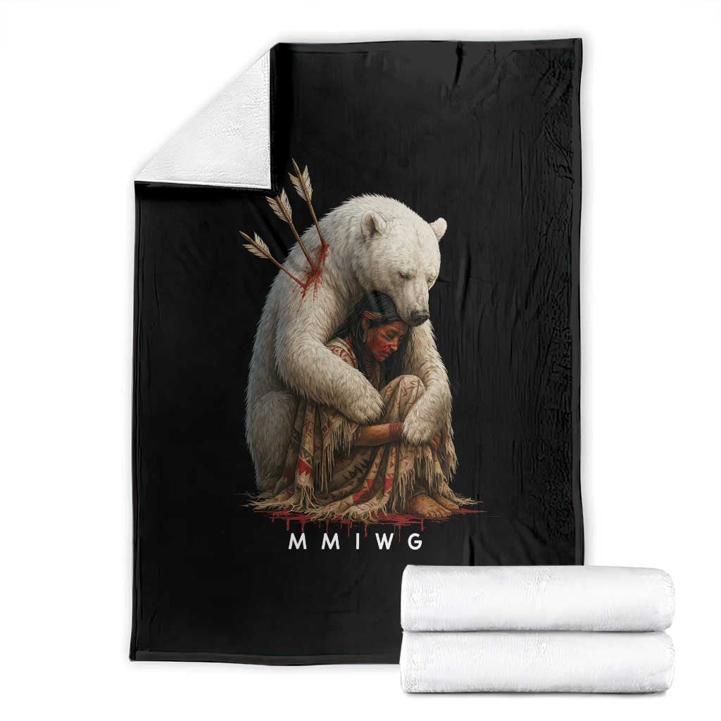 MMIW Native American Throw Blanket Spirit Bear Protecting Indigenous Woman MMIWG - Wonder Print Shop