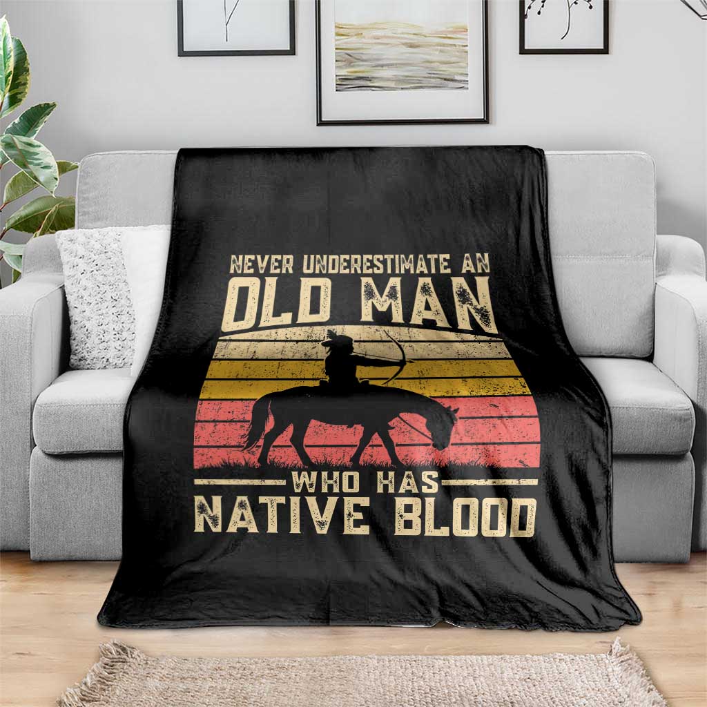 Funny Native American Throw Blanket Never Underestimate An Old Man Native American - Wonder Print Shop
