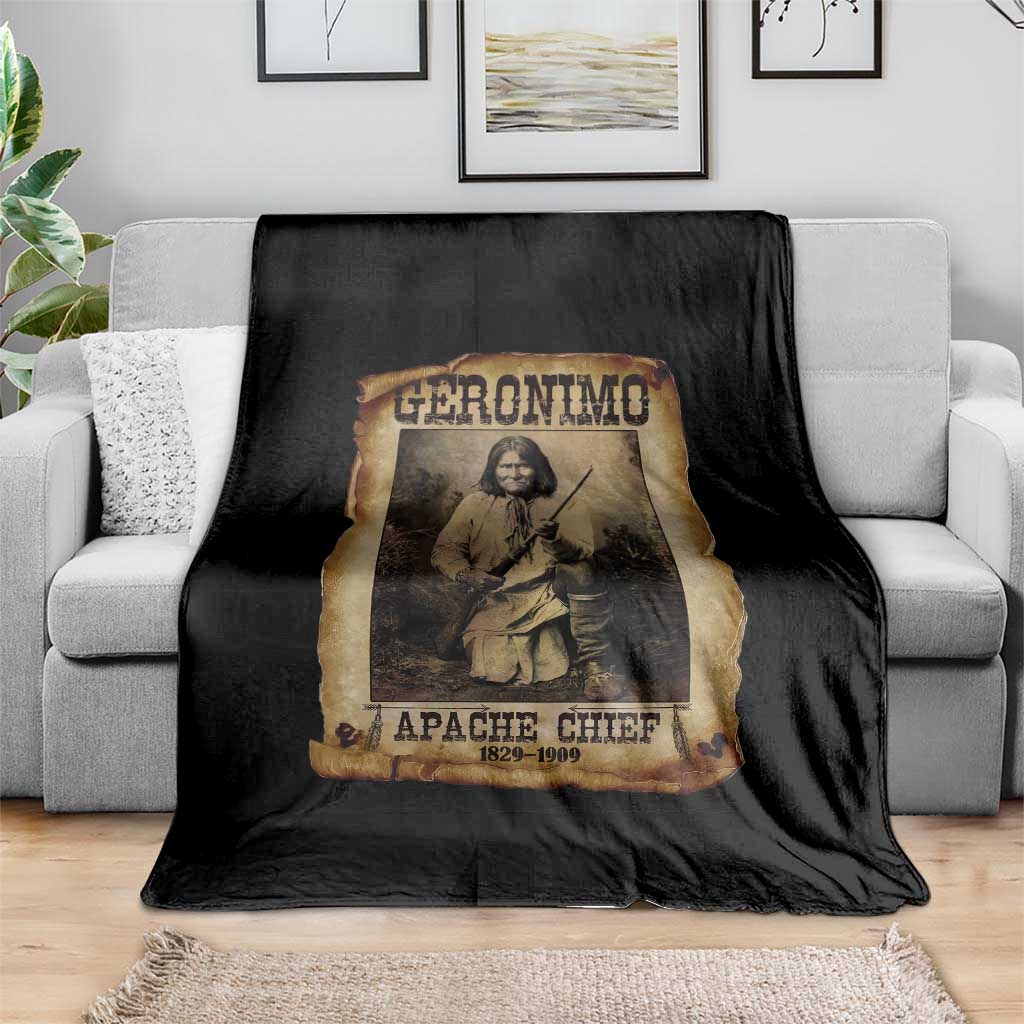 Geronimo Throw Blanket Vintage Apache Warrior Native American - Wonder Print Shop