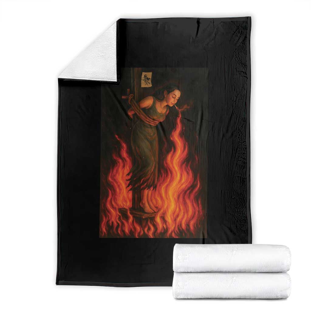 Funny Halloween Witch Throw Blanket Witch Lighting Cigarette With Flames Occult Unholy - Wonder Print Shop