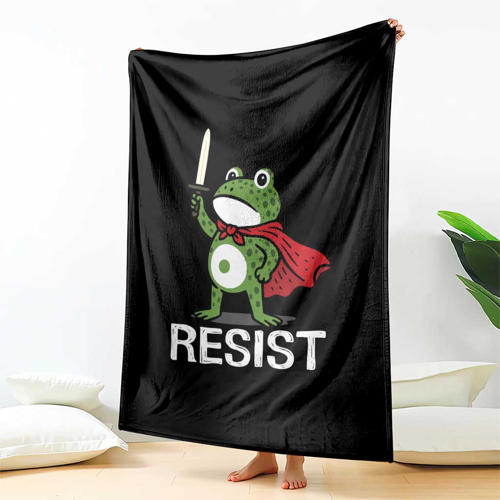 Resist Frog With Sword Throw Blanket No Kings Portland Protest - Wonder Print Shop