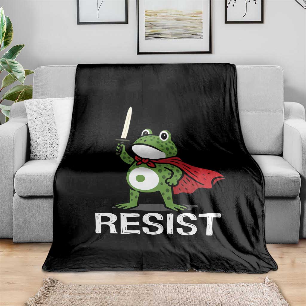 Resist Frog With Sword Throw Blanket No Kings Portland Protest - Wonder Print Shop