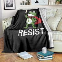 Resist Frog With Sword Throw Blanket No Kings Portland Protest - Wonder Print Shop