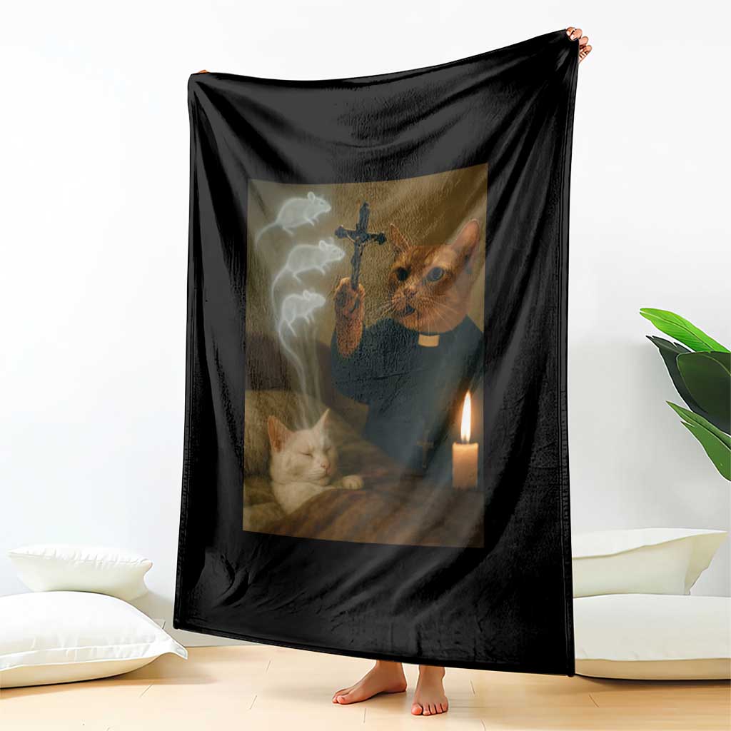 Funny Exorcist Cat Meme Throw Blanket Dark Humor Cat - Wonder Print Shop